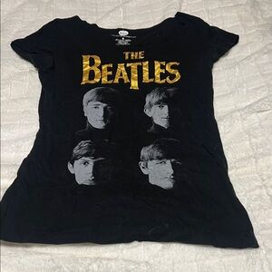 Apple Kids Black Tee with Gold Beatles Design